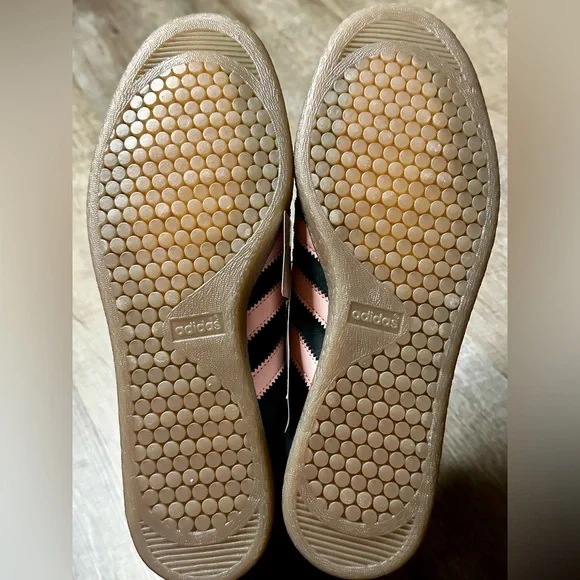 Adidas Women's Stadt Black and Pink Striped Sneakers - Picture 3 of 4